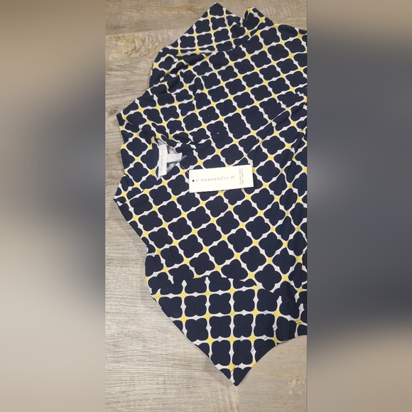 Charter Club Printed Blouse Top Womens Short Sleeve, New - Picture 6 of 11